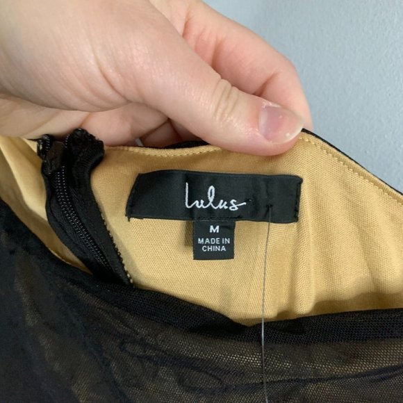 Lulus Already RSVP'd Black Ruched One Shoulder Bodycon Dress Mesh Mini NWT M - Picture 6 of 12